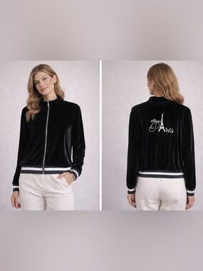 Aleeza Paris Black Suede Zip-Up Jacket – Size XL